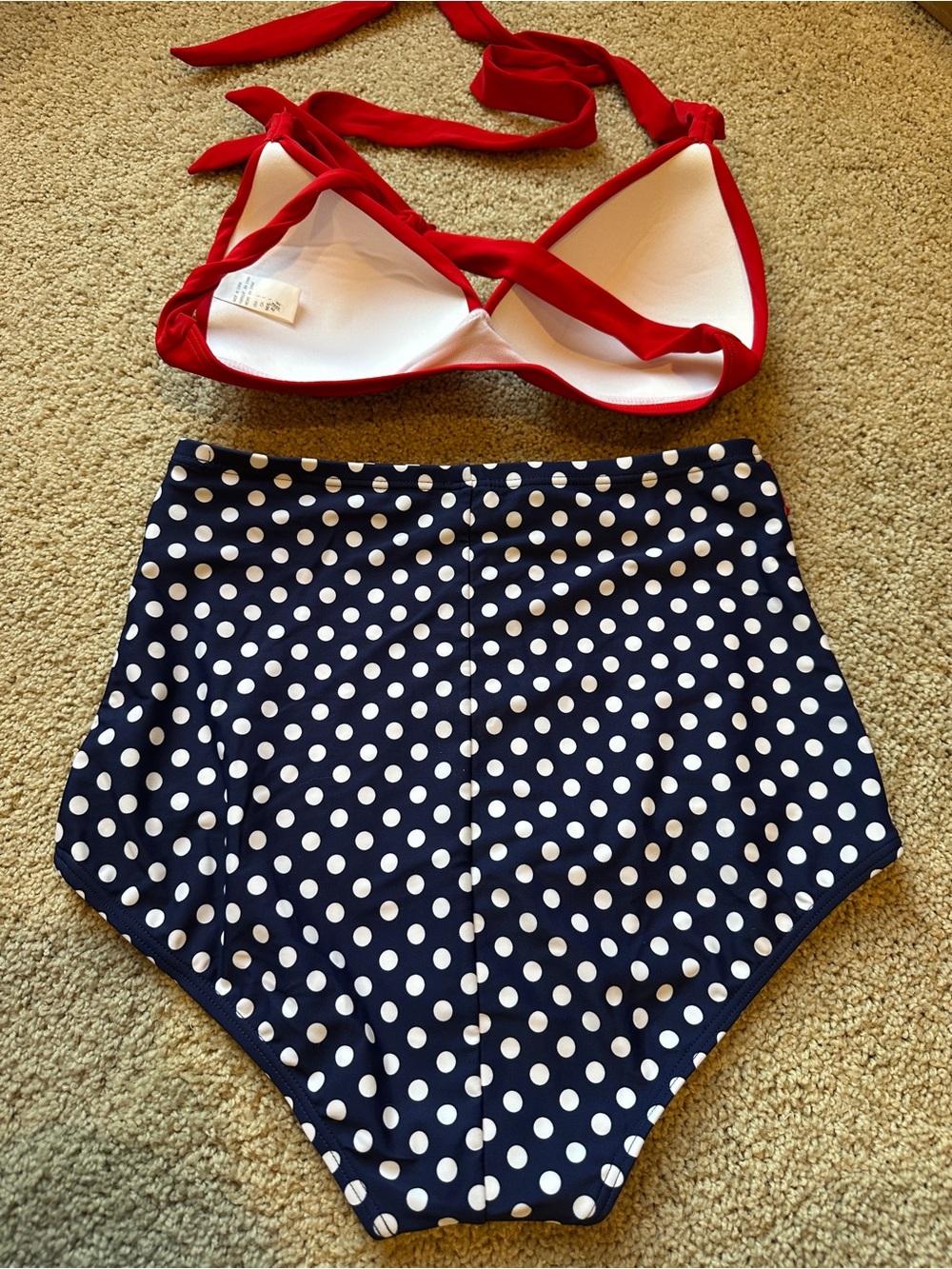 Retro High Waisted Bikini Swimsuit 2 Piece Bathing Suit Halter NEW - Picture 2 of 8